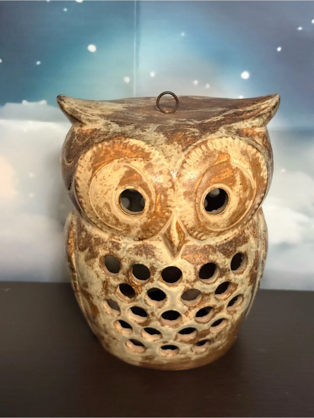 Vintage 60’s or 70’s Earthware Owl Candle Holder. Boho. MCM. PO